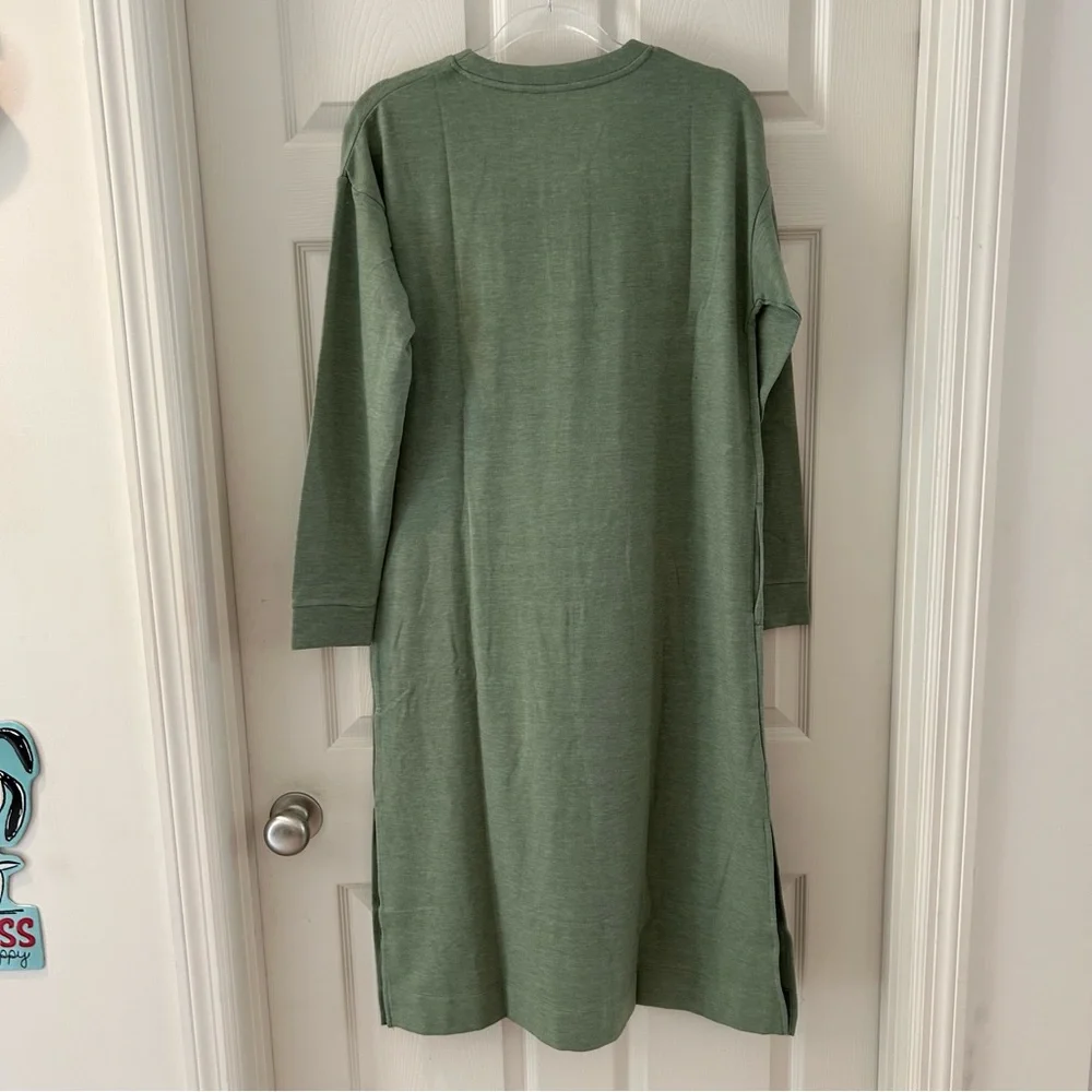 Cuddl Duds Comfort Code Green Long Sleeve Lounge Dress - Picture 3 of 10